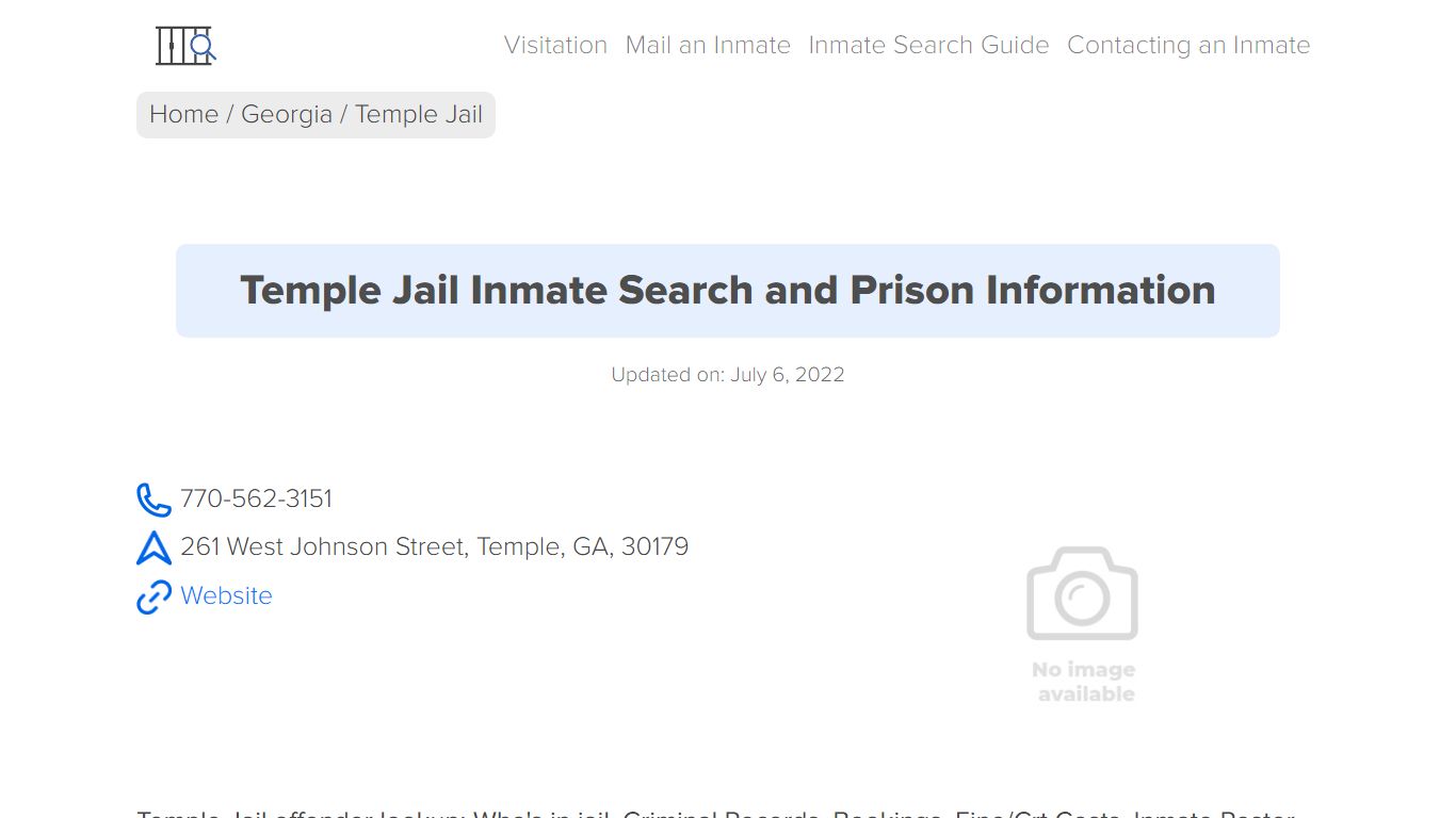 Temple Jail Inmate Search, Visitation, Phone no. & Mailing Information