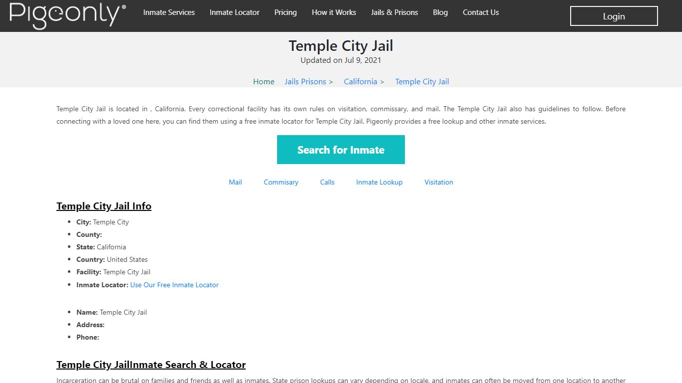 Temple City Jail Inmate Lookup | California